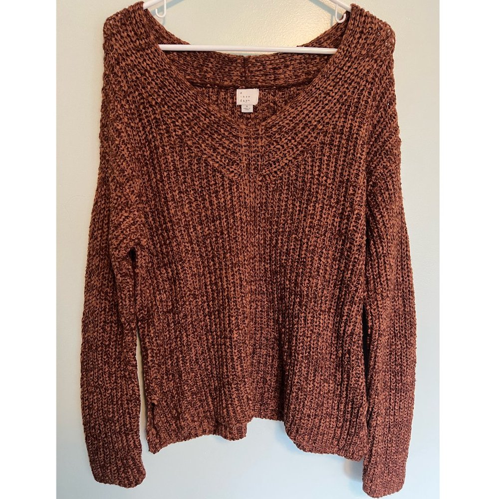 A New Day Women's Symmetrical Rib Knit V-Neck Pullover Sweater - Small